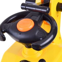 Kollane rooliga ekskavaator lastele.