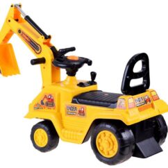 Kopaga kollane pealeistumise ekskavaator koos potiga beebidele.