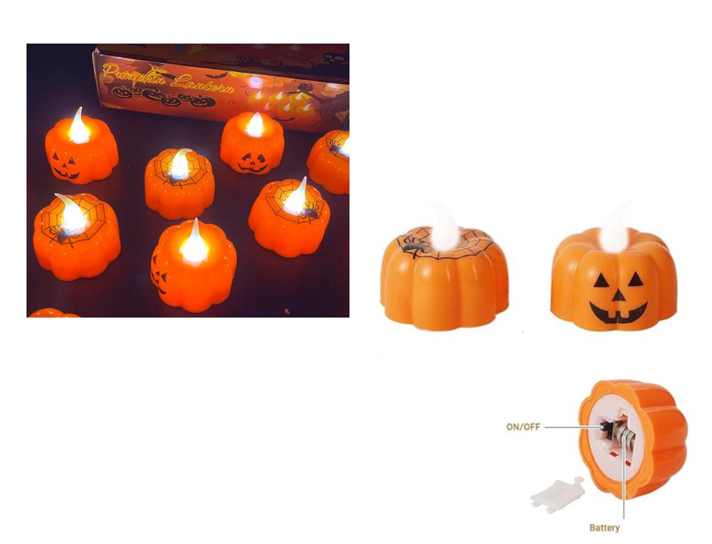 Halloweeni teemalised oranzid tee küünlad.