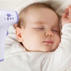 Infrapuna termomeeter beebi kehatemperatuuri kontaktivabaks mõõtmiseks.