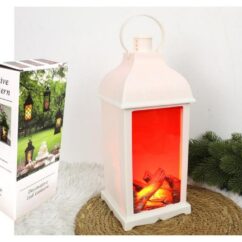 Valge led kamin leegiefektiga.