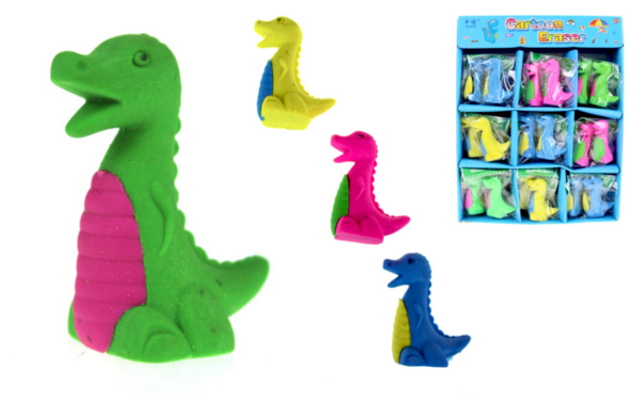 Dinosauruse kujulised kustukummid.