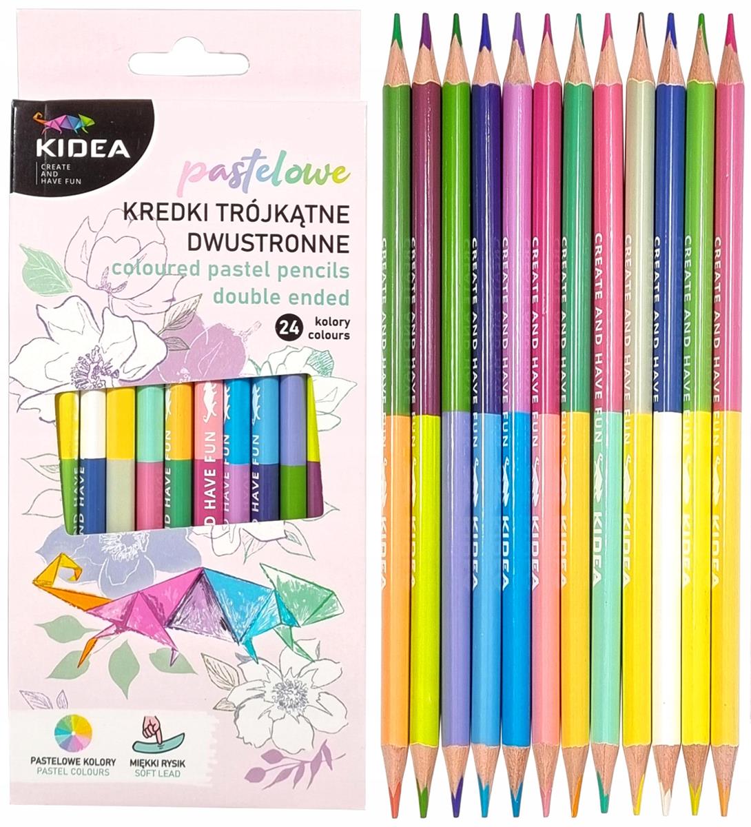 Kidea kahepoolsed värvipliiatsid pastelsetes toonides.