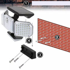kolmeosaline solar lamp koos paigalduvahenditega.