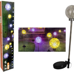 Kerakujuline päikselamp pika varrega soe valge.