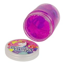 Roosa sädelev lima ükssarviku figuuriga.