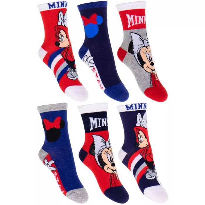 Minnie sokid punase, valge ja tumesinise mustriga.