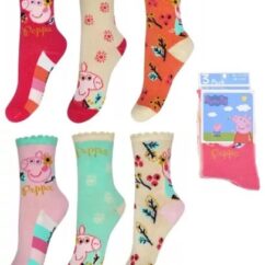 Lillede motiiviga Peppa sokkide komplekt roosades, kreem, münt ja oranžides toonides.