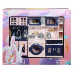 Nuku köök roosades ja tumesinistes toonides karbis.