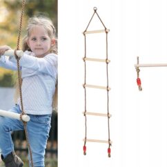 Tüdruk ronimas puidust pulkadega köisredelil.