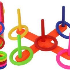 Lastele mõeldud rõngamäng, värviliste rõngastega.
