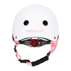Turvaline led valgustusega laste kiiver valge Laste rattakiver led valgustususega suurema turvalisuse tagamiseks, valget värvi tagantvaates.