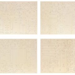 Puidu sisse freesitud nukumööbli osad.