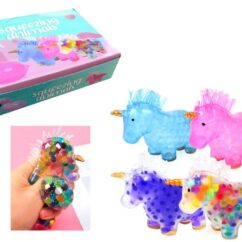 Stressivastaased ükssarvikud roosa, sinine, lilla ja kirju.