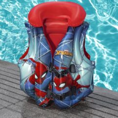 Laste ujumisvest spiderman sinistes ja punastes toonides reguleeritavate pannaldega.