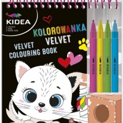 Kidea värviraamat sügavavärviliste vildikatega ja suurte ning hästi tehtud piltidega mida värvida kassidega ja sametservadega