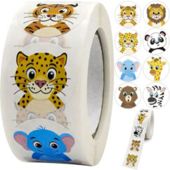 Laste loomakleepsude suur rull zebra, lõvi, panda, elevandi, tiigri ja teiste loomadega