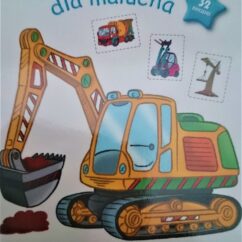 Värviraamatu kaas, millel on kollane ekskavaator.